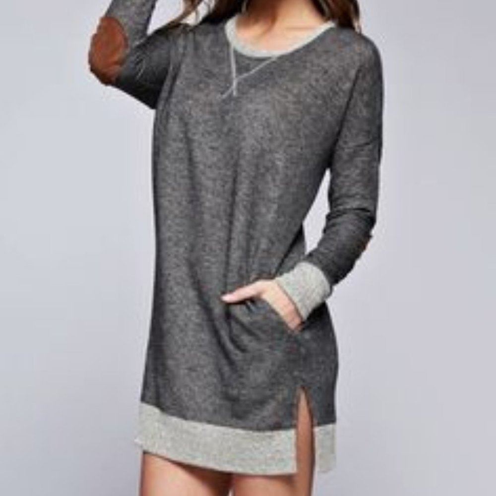 French Terry Tunic Sweater Gray